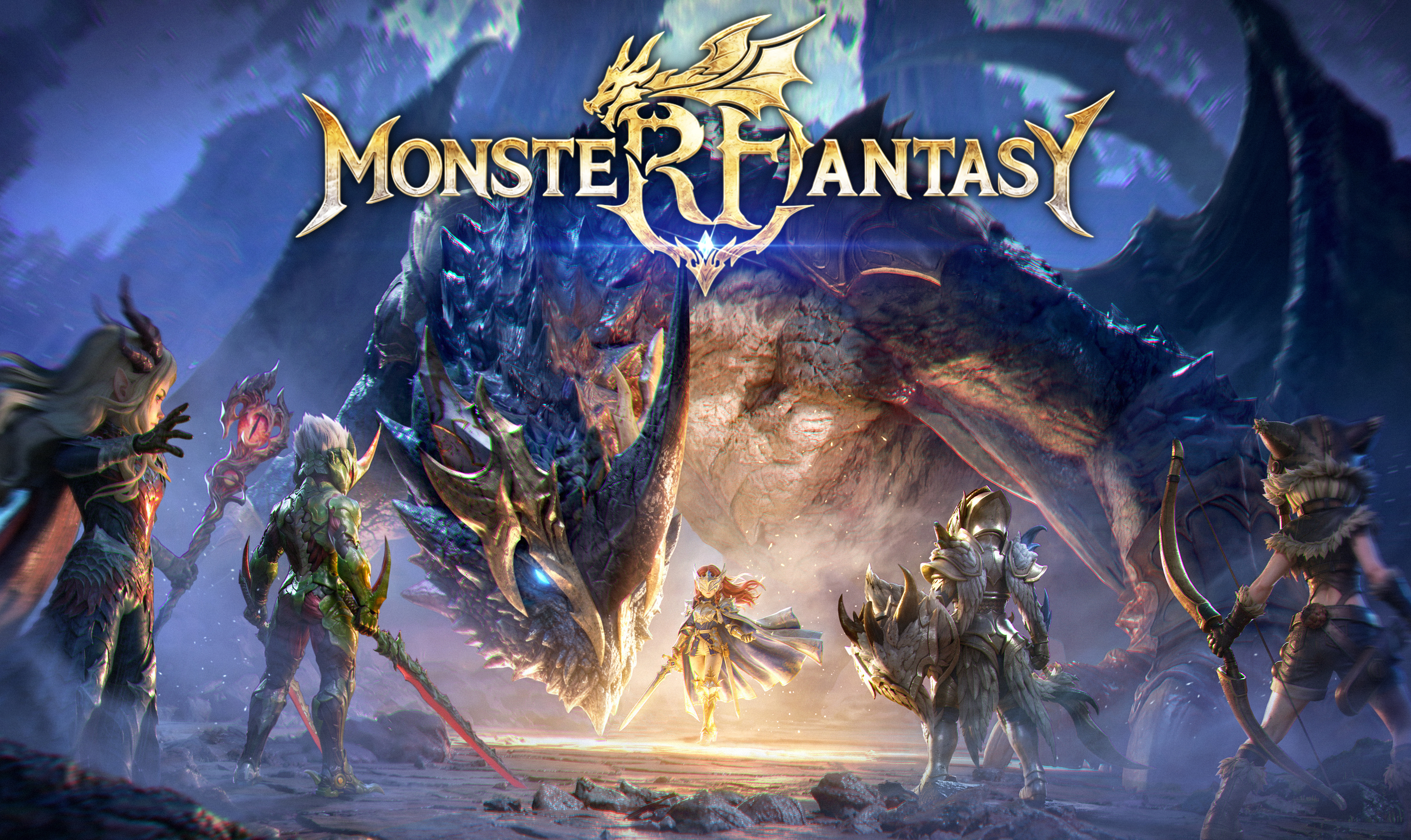 Monster Fantasyで巨大なモンスターに立ち向かう冒険者たち